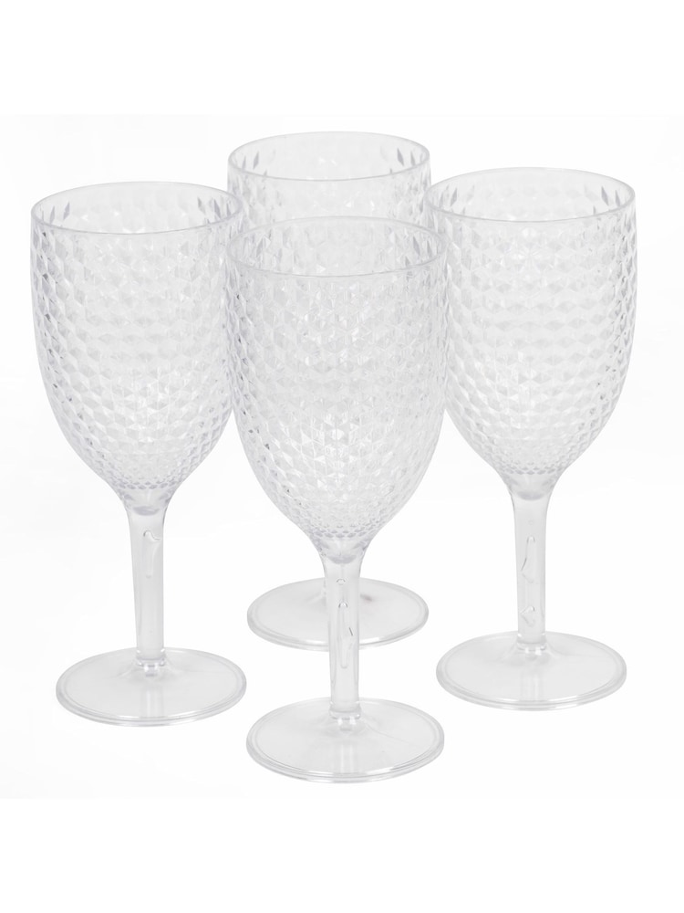 Cambridge Clear Shatterproof Fete Diamond Design 4 Piece Wine Set - Image 4 of 4