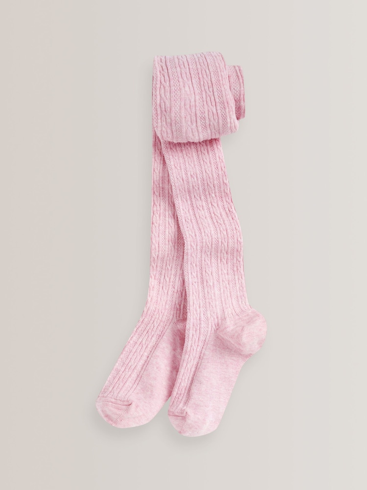 Light Pink Cotton Rich Cable Tights - Image 1 of 1