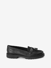 Black Standard/Wide Fit Forever Comfort® Tassel Detail Cleated Chunky Loafer Shoes - Image 3 of 6