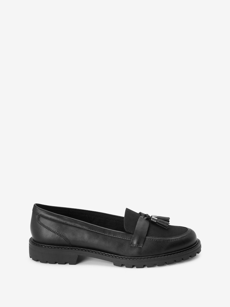 Czarny - Forever Comfort® Tassel Detail Cleated Chunky Loafer Shoes - Image 3 of 6