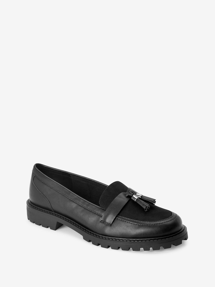 Czarny - Forever Comfort® Tassel Detail Cleated Chunky Loafer Shoes - Image 4 of 6