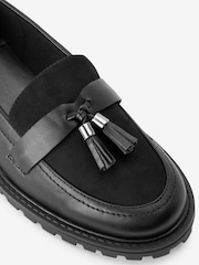 Black Standard/Wide Fit Forever Comfort® Tassel Detail Cleated Chunky Loafer Shoes - Image 6 of 6