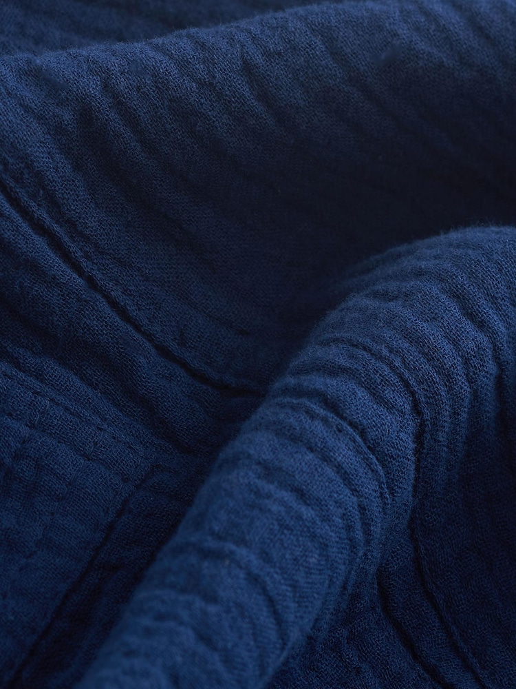 Marineblau/blau - Overall aus Baumwolle in Knitteroptik - Bild 8 von 8