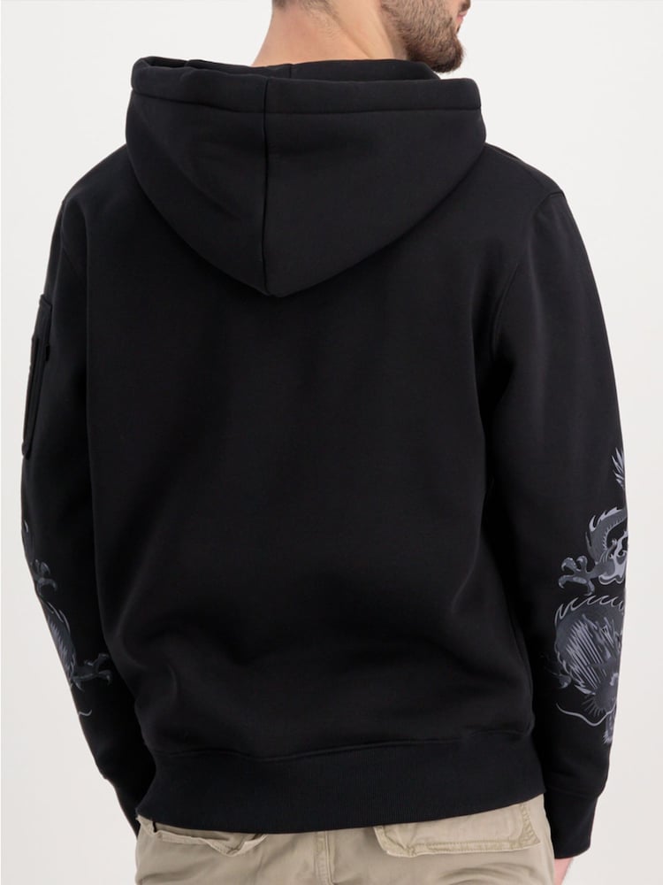 Alpha Industries Dragon Embroidered Black Hoodie - Image 2 of 6