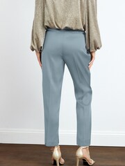 Blue Tailored Satin Slim Trousers - Image 3 of 5