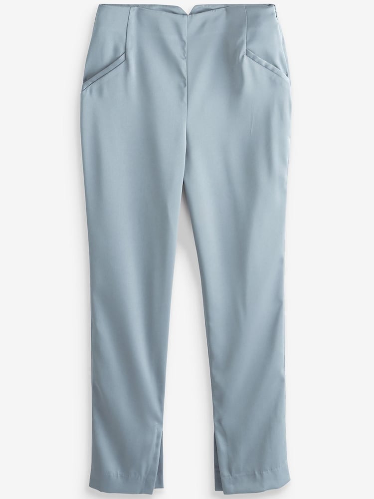 Blue Tailored Satin Slim Trousers - Image 5 of 5