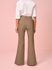 Brown Check Smart Front Split Flare Trousers - Image 3 of 5