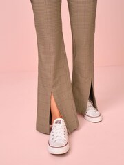 Brown Check Smart Front Split Flare Trousers - Image 4 of 5