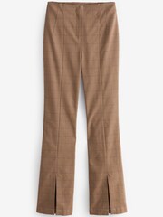 Brown Check Smart Front Split Flare Trousers - Image 5 of 5