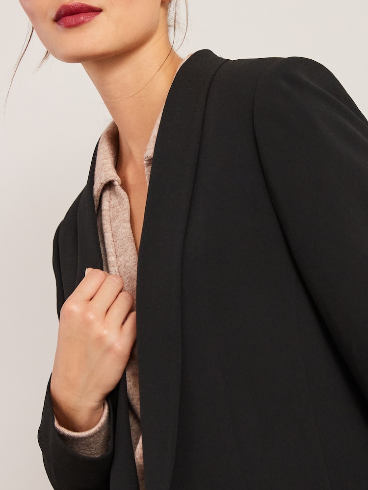 Black Relaxed Soft Crépe Blazer - Image 3 of 5