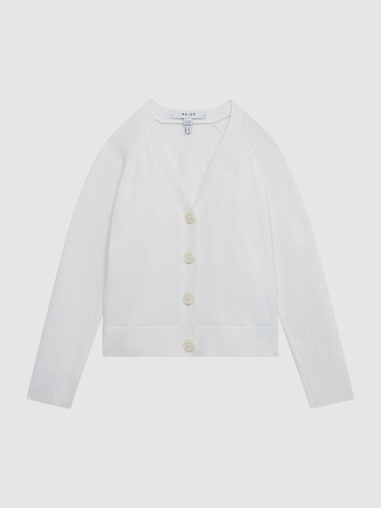 Reiss Ivory Abby Jr Cashmere Blend Cardigan - Image 2 of 6