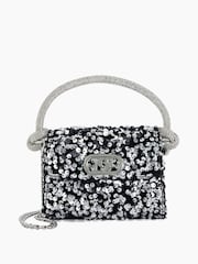 Dune London Silver Sparkling Sequined Diamanté-Handle Micro Grab Bag - Image 3 of 5