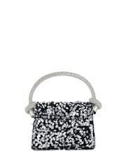 Dune London Silver Sparkling Sequined Diamanté-Handle Micro Grab Bag - Image 4 of 5