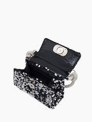 Dune London Silver Sparkling Sequined Diamanté-Handle Micro Grab Bag - Image 5 of 5