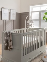 Mamas & Papas Grey Oxford Cot Bed - Image 1 of 10