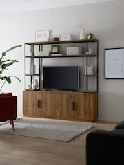 Dark Bronx Oak Effect Shelving Sideboard TV Unit - Image 1 of 8