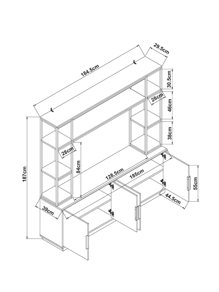 Dark Bronx Oak Effect Shelving Sideboard TV Unit - Image 8 of 8