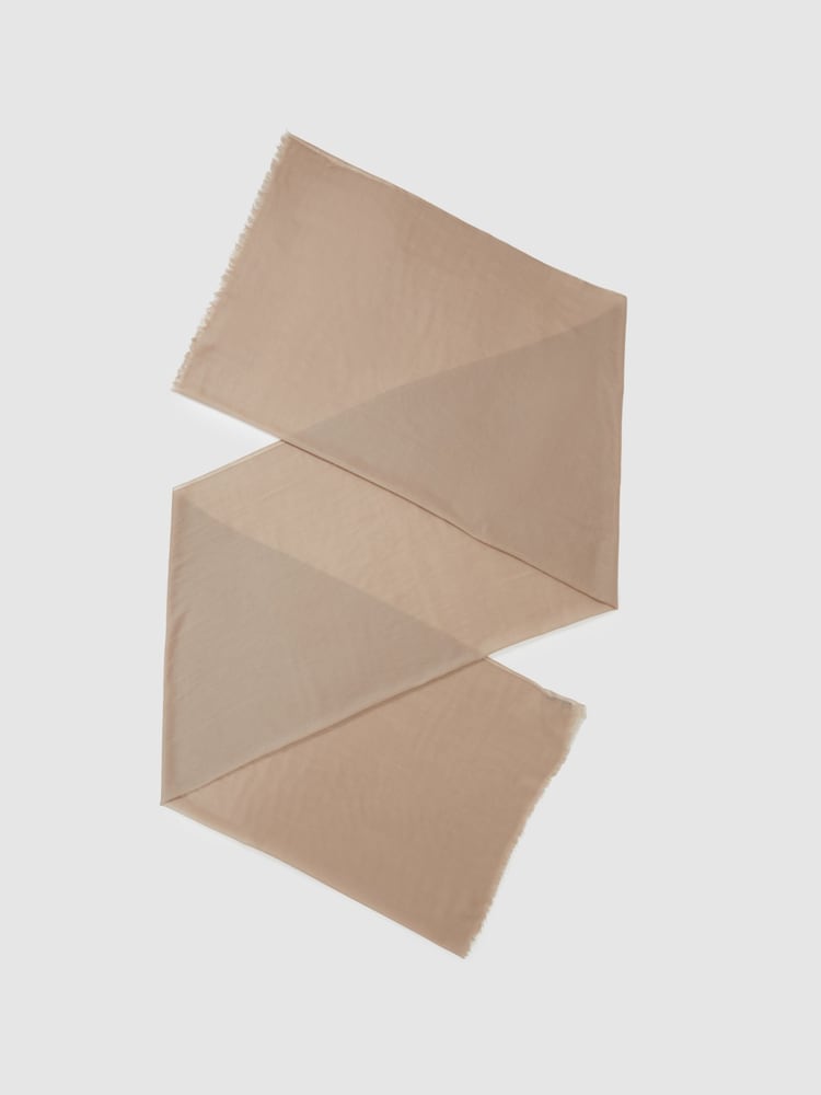 Reiss Biscuit Heidi Wool-Cashmere Lightweight Scarf - Image 1 of 4