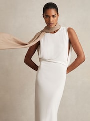 Reiss Biscuit Heidi Wool-Cashmere Lightweight Scarf - Image 2 of 4