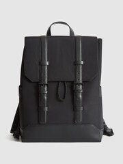 Reiss Black Bellingham Backpack Multi Pocket Nylon Backpack - Image 1 of 10