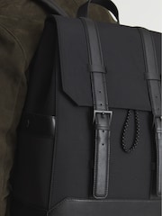 Reiss Black Bellingham Backpack Multi Pocket Nylon Backpack - Image 3 of 10