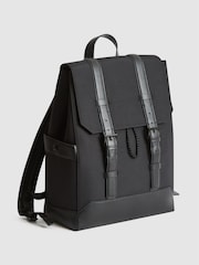 Reiss Black Bellingham Backpack Multi Pocket Nylon Backpack - Image 4 of 10