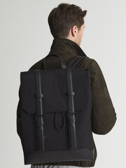 Reiss Black Bellingham Backpack Multi Pocket Nylon Backpack - Image 8 of 10