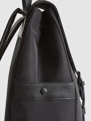 Reiss Black Bellingham Backpack Multi Pocket Nylon Backpack - Image 9 of 10