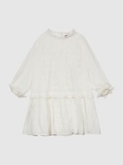 Reiss Ivory Lyra Junior Lace Embroidered Dress - Image 2 of 5