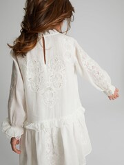 Reiss Ivory Lyra Junior Lace Embroidered Dress - Image 4 of 5