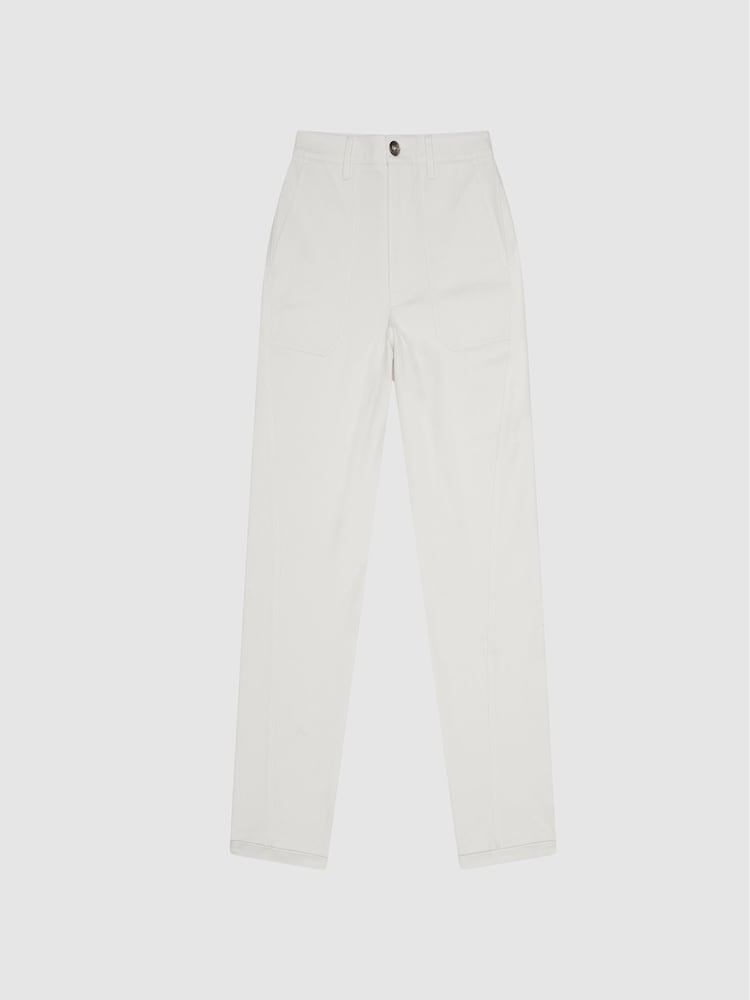 Reiss White Erin Cotton Tapered Trousers - Image 2 of 6