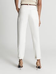 Reiss White Erin Cotton Tapered Trousers - Image 5 of 6