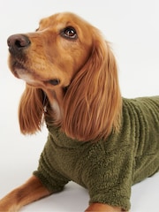 Barbour® Olive Green Green Teddy Fleece Borg Dog Jumper - Image 3 of 9