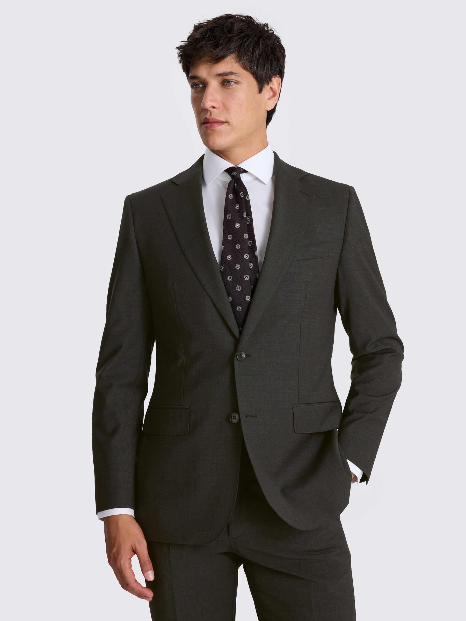 Buy MOSS Charcoal Single Breasted Tailored Fit Performance Suit