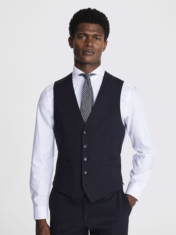 MOSS Charcoal Grey Tailored Fit Performance Suit Waistcoat - Image 1 of 4