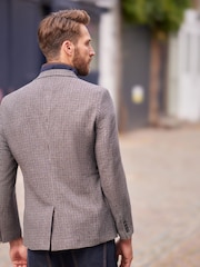 Brown Dogtooth Slim Fit Nova Fides Wool Blend Formal Jacket - Image 2 of 13