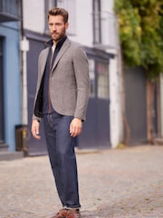 Brown Dogtooth Slim Fit Nova Fides Wool Blend Formal Jacket - Image 3 of 13