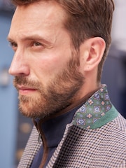 Brown Dogtooth Slim Fit Nova Fides Wool Blend Formal Jacket - Image 4 of 13
