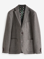Brown Dogtooth Slim Fit Nova Fides Wool Blend Formal Jacket - Image 8 of 13