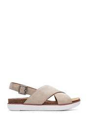 Clarks Sand Suede Elayne Cross Sandals - Image 1 of 7