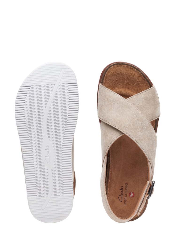 Clarks Sand Suede Elayne Cross Sandals - Image 7 of 7
