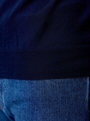 Oliver Sweeney Blue Covehithe Merino Wool Knitted Polo Shirt: - Image 9 of 10