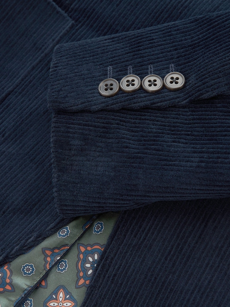 Bleu marine - Slim Fit (Slim Fit) - Velours côtelé texturé Blazer - Image 11 of 13
