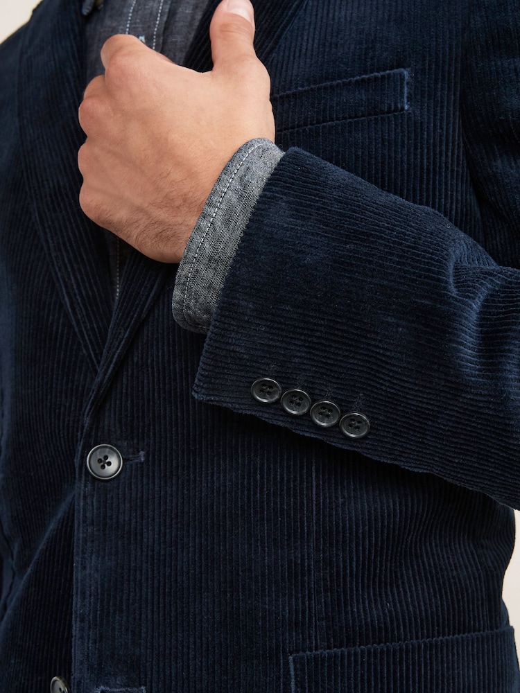 Bleu marine - Slim Fit (Slim Fit) - Velours côtelé texturé Blazer - Image 5 of 13