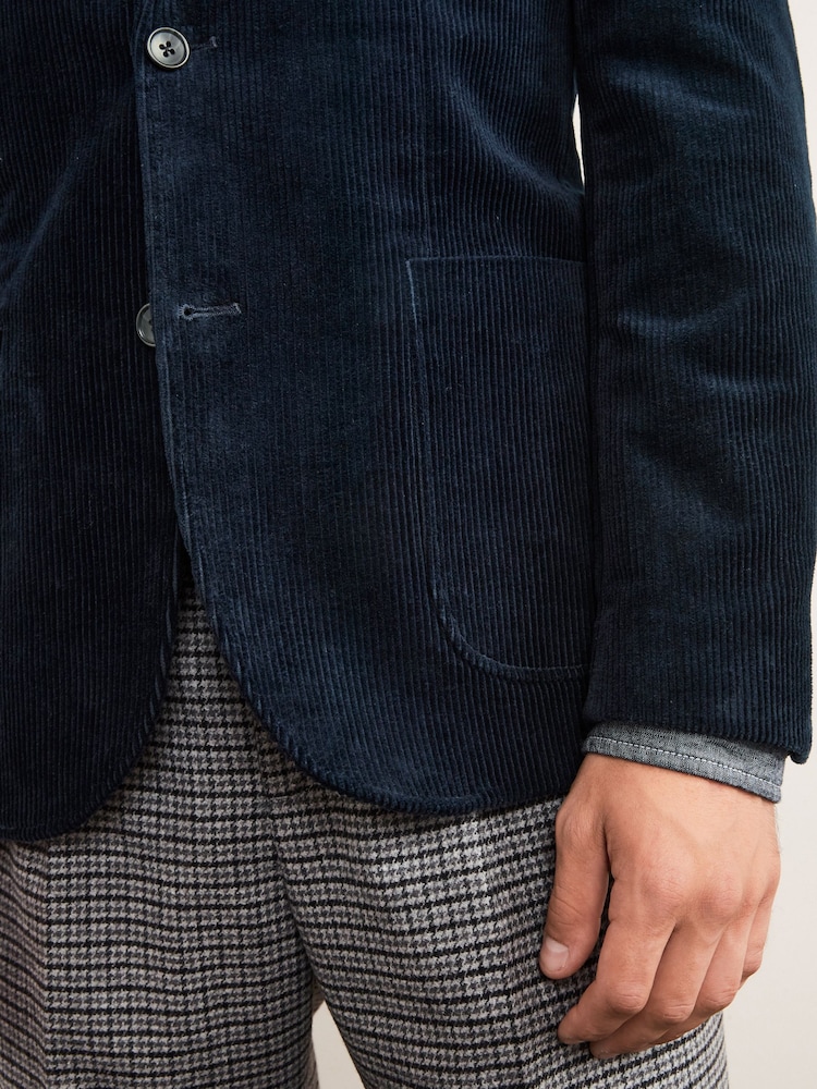 Bleu marine - Slim Fit (Slim Fit) - Velours côtelé texturé Blazer - Image 6 of 13