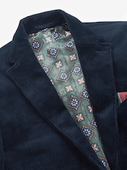 Navy Blue Slim Fit Corduroy Formal Jacket - Image 9 of 13