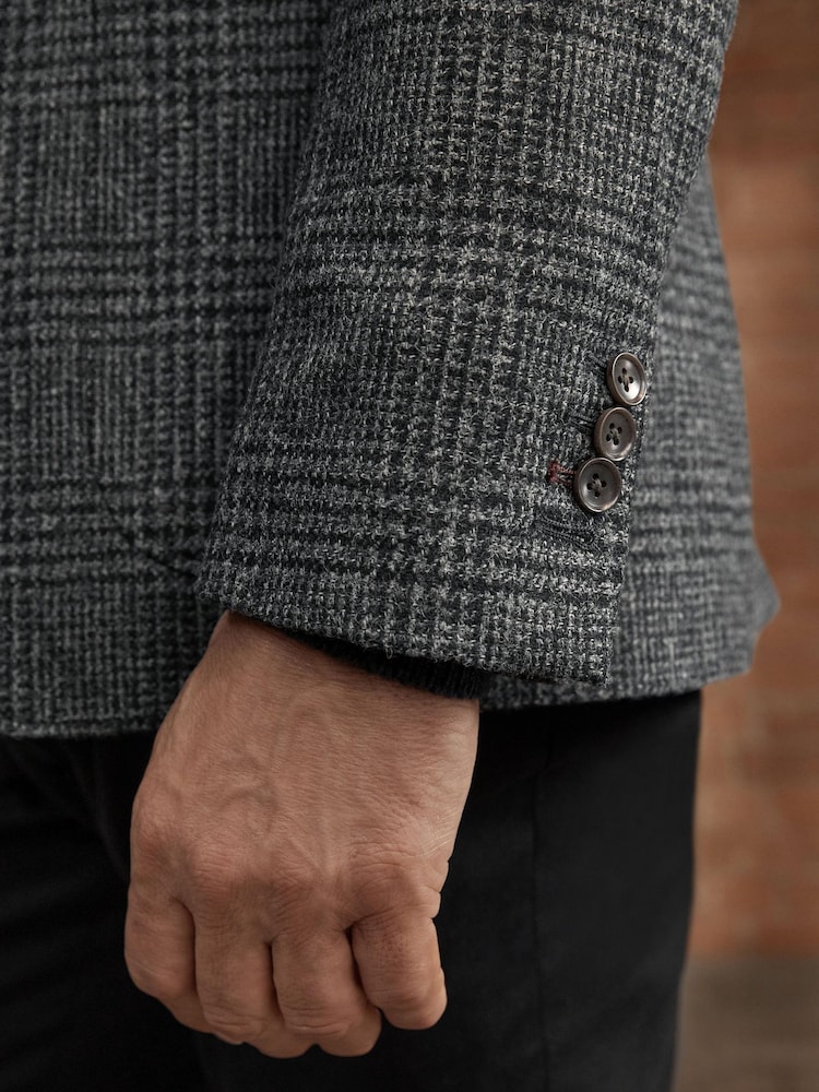 Charcoal Grey Check Signature Moons British Wool Rich Blazer - Image 6 of 13