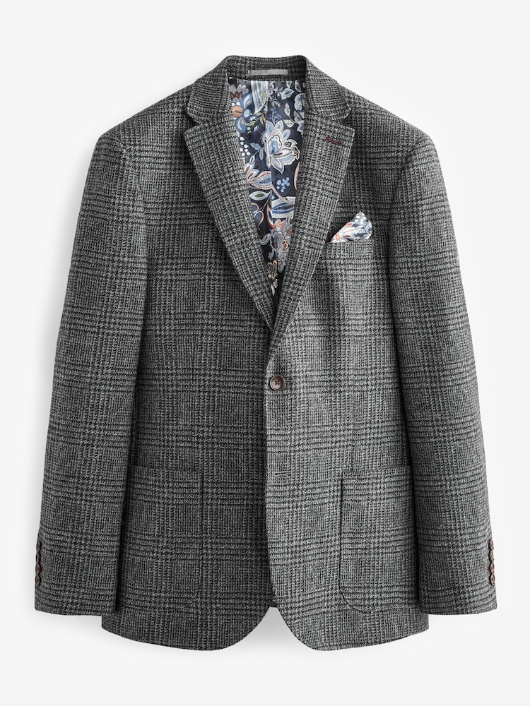 Charcoal Grey Check Signature Moons British Wool Rich Blazer - Image 7 of 13