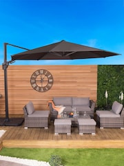 Charles Bentley Grey 3.5m Premium Cantilever Garden Umbrella - Image 1 of 5