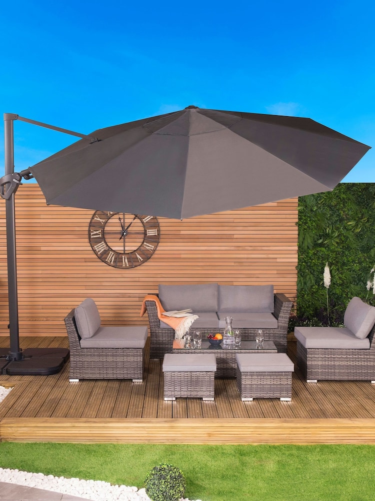 Charles Bentley Grey 3.5m Premium Cantilever Garden Umbrella - Image 2 of 5